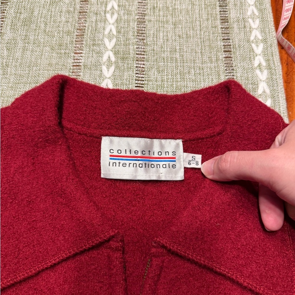 Vintage Classic Ruby Red 100% Wool Jacket - Size Small - Picture 3 of 10